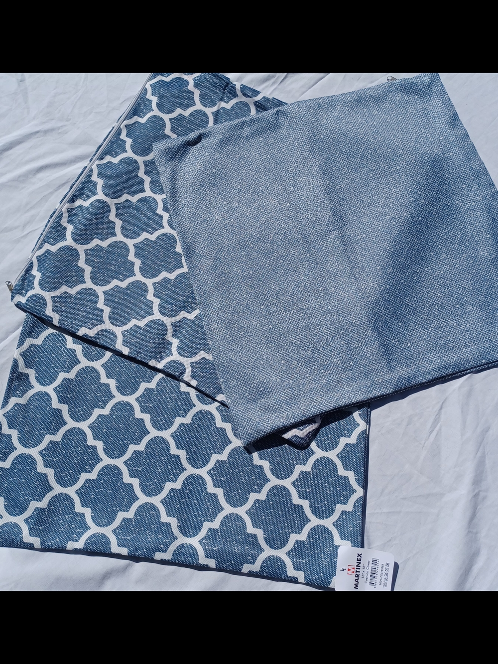 Blue Patterned and Textured Pillow Covers - Set Of 3